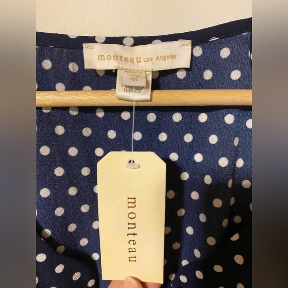 Monteau blue and white Polka Dot Tank Top - Picture 2 of 4